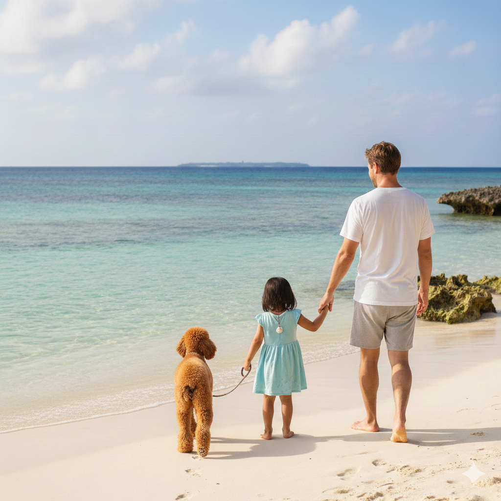 Happy American family with their dog
